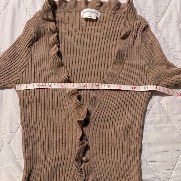 Lovers + Friends Ruffled Tan Cardigan - Picture 4 of 7